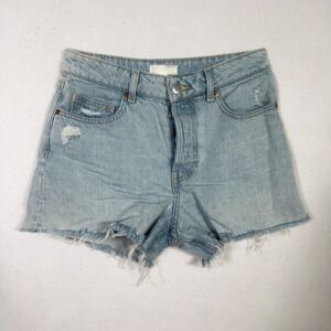 H&M Women's Distressed Denim Cutoff Shorts Size 6 Light Wash Frayed Hem